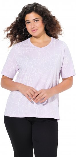 Ulla Popken Abstract Animal Print Short Sleeve Tee Lavender - T-shirt stampate da donna - 