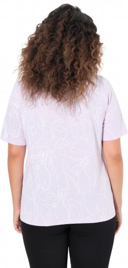 Ulla Popken Abstract Animal Print Short Sleeve Tee Lavender - T-shirt stampate da donna - 