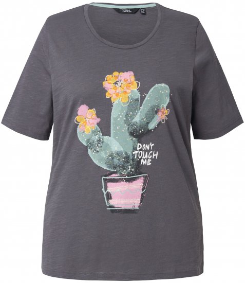 Ulla Popken Cactus Short Sleeve Graphic Tee Graphite Grey - T-shirt stampate da donna - 