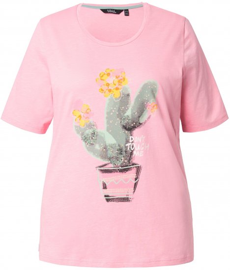 Ulla Popken Cactus Short Sleeve Graphic Tee Pink - T-shirt stampate da donna - 