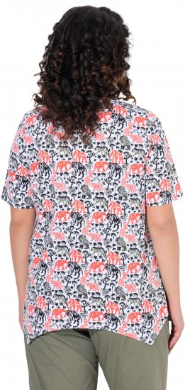 Ulla Popken Half-sleeve A-line V-neck Pointed Hem Animal Pattern T-shirt Snow White - T-shirt stampate da donna - 