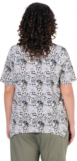 Ulla Popken Half-sleeve A-line V-neck Pointed Hem Animal Pattern T-shirt Moss - T-shirt stampate da donna - 