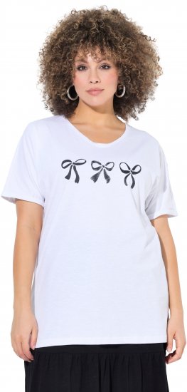 Ulla Popken Bow Short Sleeve Graphic Tee Snow White - T-shirt stampate da donna - 