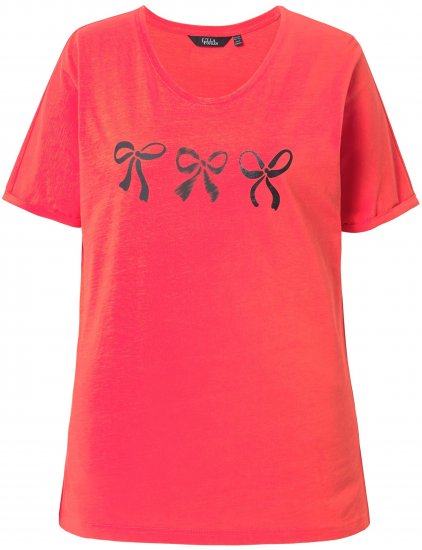 Ulla Popken Bow Short Sleeve Graphic Tee Light Red - T-shirt stampate da donna - 