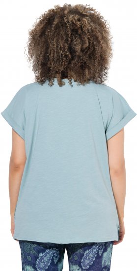 Ulla Popken Textured Paisley Motif Cap Sleeve Tee Light Moss Green - T-shirt stampate da donna - 