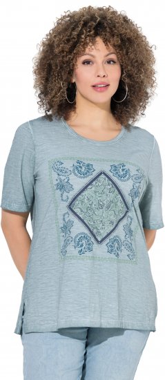 Ulla Popken Paisley Short Sleeve Graphic Tee Light Moss Green - T-shirt stampate da donna - 