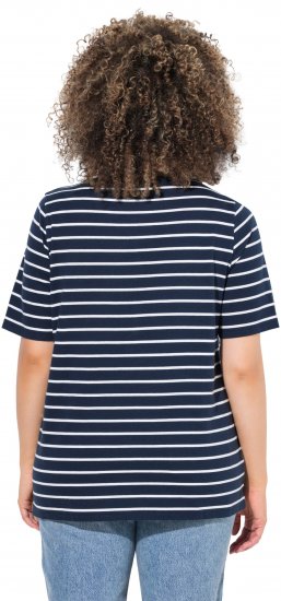Ulla Popken Striped 1987 Boat Neck Tee Navy Blue - T-shirt stampate da donna - 