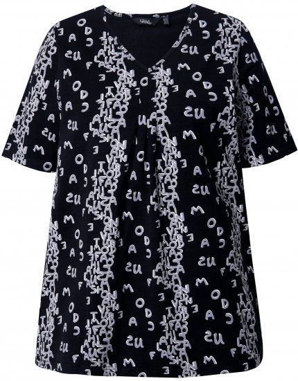 Ulla Popken Letter Print Short Sleeve Tee Black - T-shirt stampate da donna - 