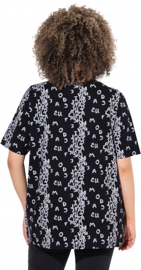 Ulla Popken Letter Print Short Sleeve Tee Black - T-shirt stampate da donna - 