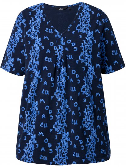 Ulla Popken Letter Print Short Sleeve Tee Navy - T-shirt stampate da donna - 