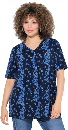 Ulla Popken Letter Print Short Sleeve Tee Navy - T-shirt stampate da donna - 