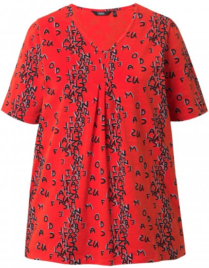 Ulla Popken Letter Print Short Sleeve Tee Red - T-shirt stampate da donna - 