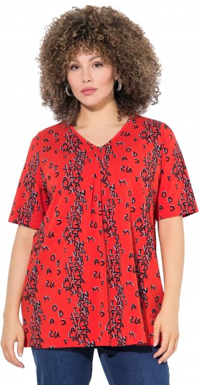 Ulla Popken Letter Print Short Sleeve Tee Red - T-shirt stampate da donna - 