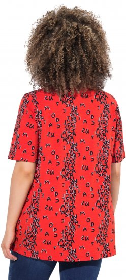 Ulla Popken Letter Print Short Sleeve Tee Red - T-shirt stampate da donna - 