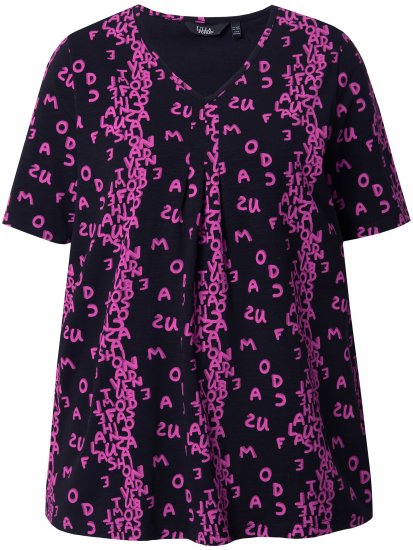 Ulla Popken Letter Print Short Sleeve Tee Magnolia Red - T-shirt stampate da donna - 