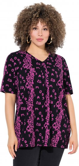 Ulla Popken Letter Print Short Sleeve Tee Magnolia Red - T-shirt stampate da donna - 