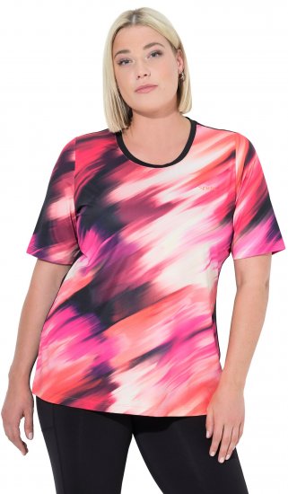 Ulla Popken Cutout Abstract Print Short Sleeve Tee Hibiscus Red - T-shirt stampate da donna - 