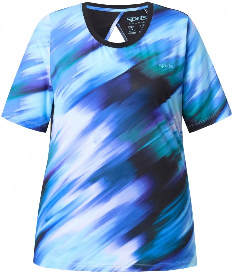 Ulla Popken Cutout Abstract Print Short Sleeve Tee Light Sapphire - T-shirt stampate da donna - 