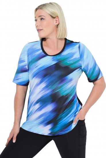 Ulla Popken Cutout Abstract Print Short Sleeve Tee Light Sapphire - T-shirt stampate da donna - 