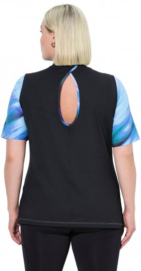 Ulla Popken Cutout Abstract Print Short Sleeve Tee Light Sapphire - T-shirt stampate da donna - 