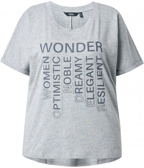 Ulla Popken WONDER Short Sleeve Graphic Tee Light Grey Melange - T-shirt stampate da donna - 