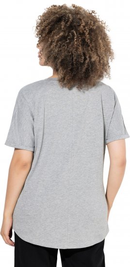 Ulla Popken WONDER Short Sleeve Graphic Tee Light Grey Melange - T-shirt stampate da donna - 