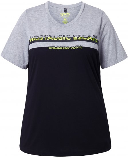 Ulla Popken Nostalgic Escape Performance T-Shirt Black - T-shirt stampate da donna - 