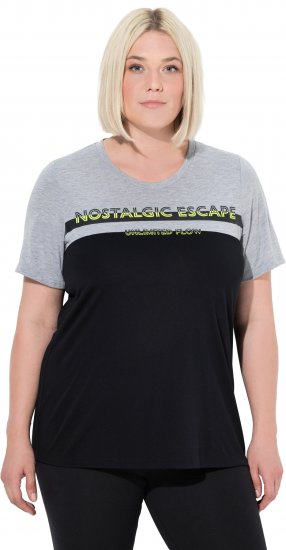 Ulla Popken Nostalgic Escape Performance T-Shirt Black - T-shirt stampate da donna - 
