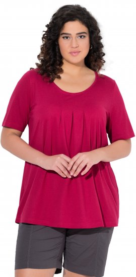 Ulla Popken Essential Front Pleat Tee Dark Raspberry - T-shirt - 