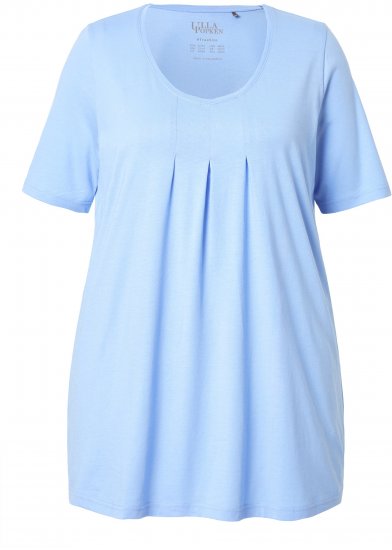 Ulla Popken Essential Front Pleat Tee Light Blue - T-shirt - 