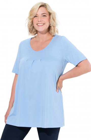 Ulla Popken Essential Front Pleat Tee Light Blue - T-shirt - 