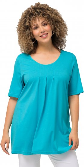 Ulla Popken Essential Front Pleat Tee Deep Aqua - T-shirt - 
