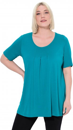 Ulla Popken Essential Front Pleat Tee Teal - T-shirt - 