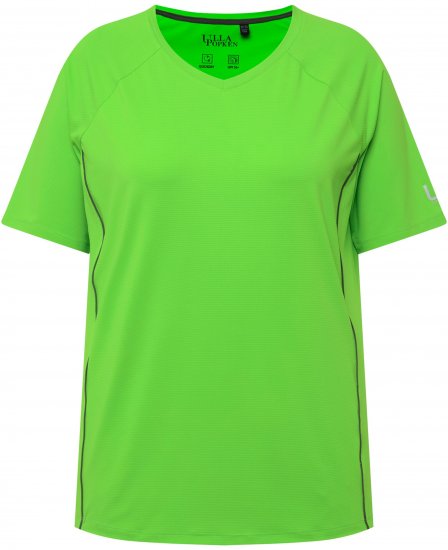 Ulla Popken Piping Accent Functional UVP 50+ Stretch Knit Top Light Green - T-shirt - 
