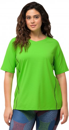 Ulla Popken Piping Accent Functional UVP 50+ Stretch Knit Top Light Green - T-shirt - 