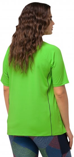 Ulla Popken Piping Accent Functional UVP 50+ Stretch Knit Top Light Green - T-shirt - 