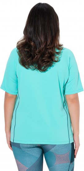 Ulla Popken Piping Accent Functional UVP 50+ Stretch Knit Top Aqua Green - T-shirt - 