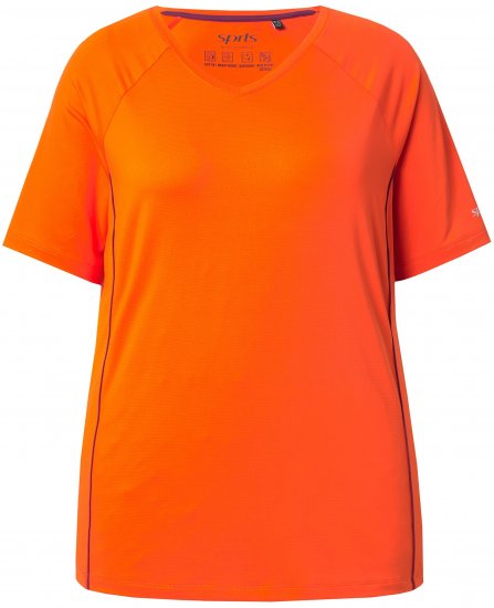 Ulla Popken Piping Accent Functional UVP 50+ Stretch Knit Top Orange Red - T-shirt - 
