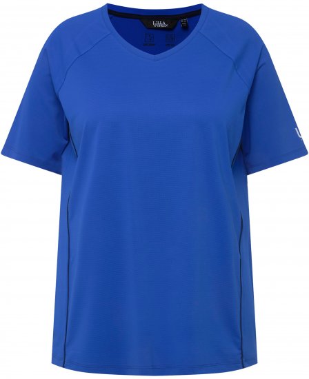 Ulla Popken Piping Accent Functional UVP 50+ Stretch Knit Top Royal Blue - T-shirt - 
