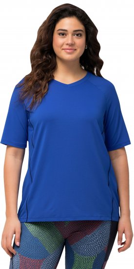 Ulla Popken Piping Accent Functional UVP 50+ Stretch Knit Top Royal Blue - T-shirt - 