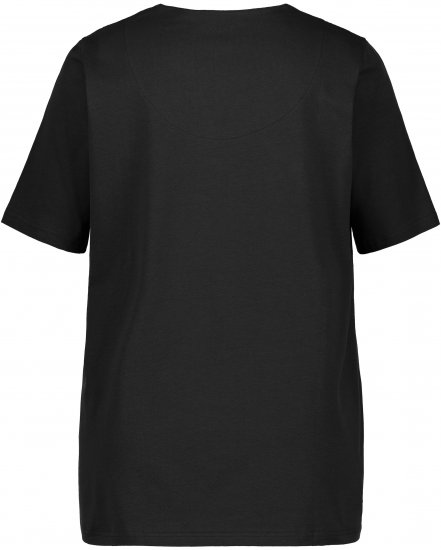 Ulla Popken Essential Notch Neck Stretch Tee Black - T-shirt - 