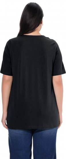 Ulla Popken Essential Notch Neck Stretch Tee Black - T-shirt - 