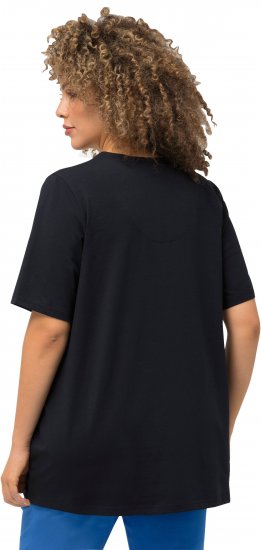 Ulla Popken Essential Notch Neck Stretch Tee Navy Blue - T-shirt - 