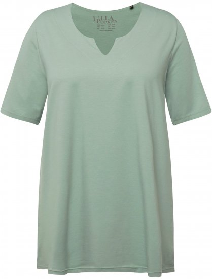 Ulla Popken Essential Notch Neck Stretch Tee Light Moss Green - T-shirt - 