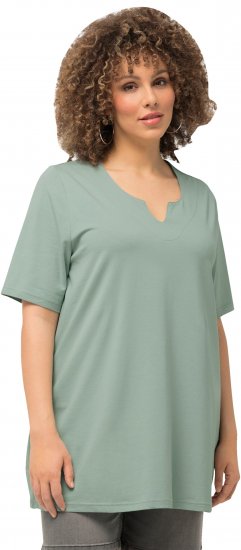 Ulla Popken Essential Notch Neck Stretch Tee Light Moss Green - T-shirt - 
