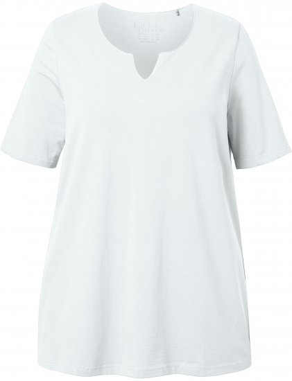 Ulla Popken Essential Notch Neck Stretch Tee Snow White - T-shirt - 