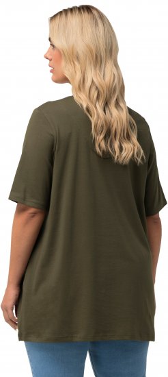 Ulla Popken Essential Notch Neck Stretch Tee Forest Green - T-shirt - 