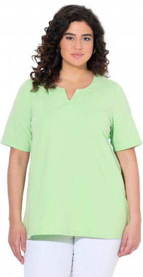 Ulla Popken Essential Notch Neck Stretch Tee Light Green - T-shirt - 