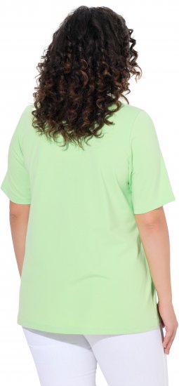Ulla Popken Essential Notch Neck Stretch Tee Light Green - T-shirt - 