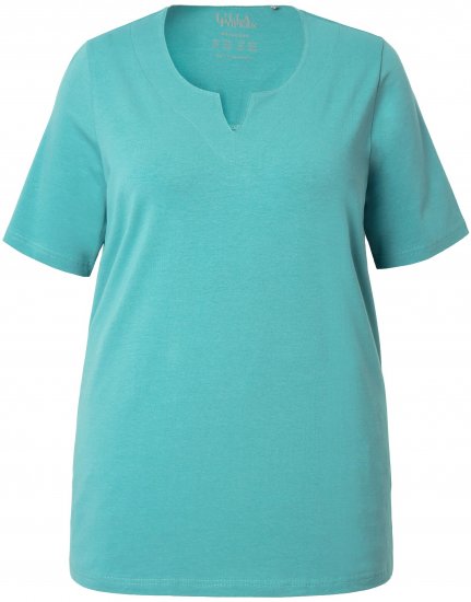 Ulla Popken Essential Notch Neck Stretch Tee Pale Green - T-shirt - 